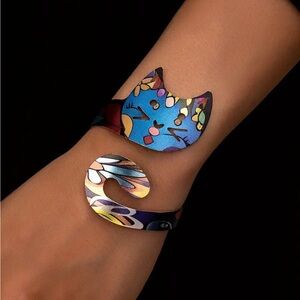 Colorful Cat Adjustable Cuff Bracelet